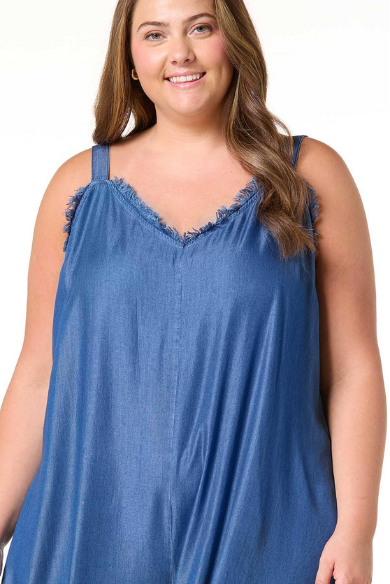Cato Fashions Plus Size Chambray Genie Jumpsuit