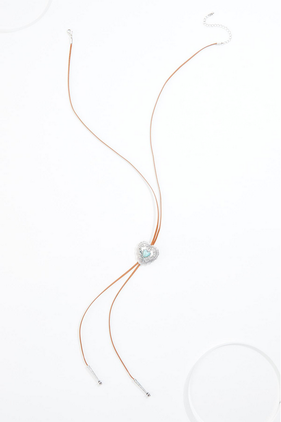 Cato Fashions Semi- Precious Corded Western Heart Lariat Necklace