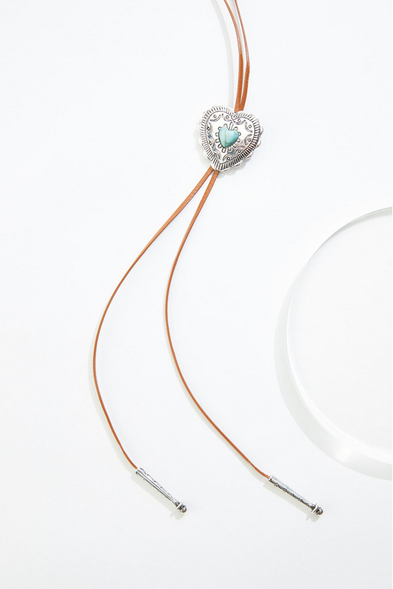 Cato Fashions Semi- Precious Corded Western Heart Lariat Necklace