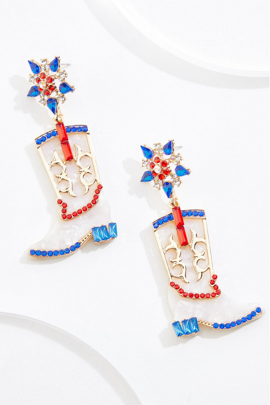 Cato Fashions Americana Glass Boot Earrings