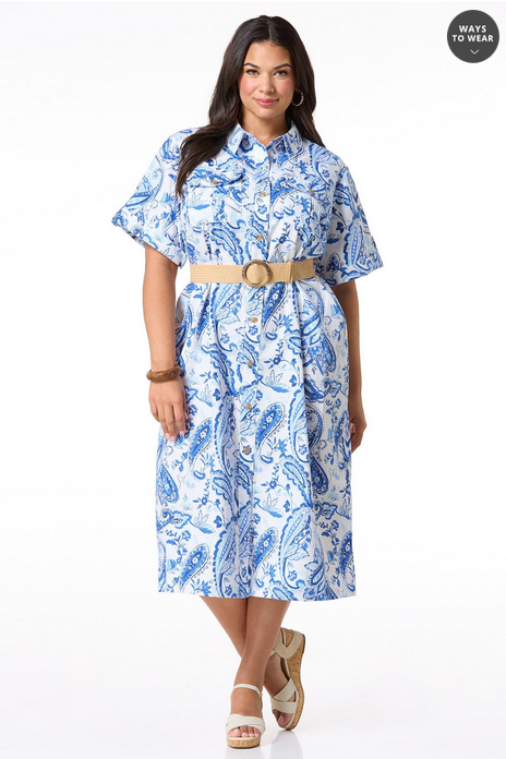 Cato Fashions Plus Size Classic Paisley Shirt Dress