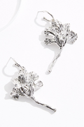 Cato Fashions Hammered Silver Flower Icon Earrings