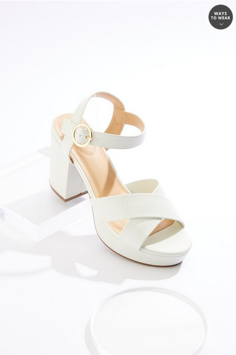 Cato Fashions Platform Criss Cross Block Heel