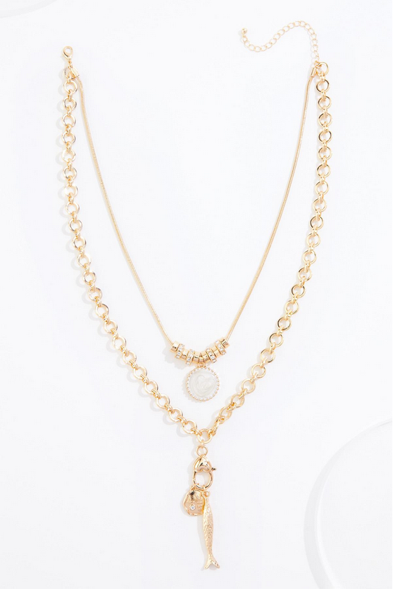 Cato Fashions Gold Tropic Charm Layered Necklace