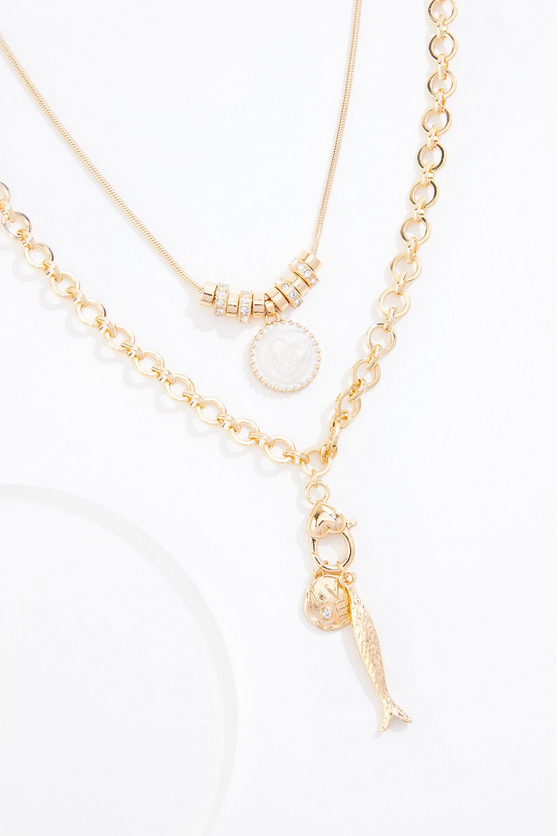 Cato Fashions Gold Tropic Charm Layered Necklace