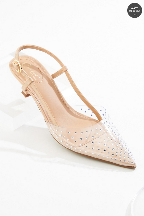 Cato Fashions Rhinestone Lucite Slingback Kitten Heels