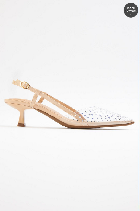 Cato Fashions Rhinestone Lucite Slingback Kitten Heels