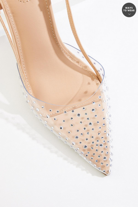 Cato Fashions Rhinestone Lucite Slingback Kitten Heels