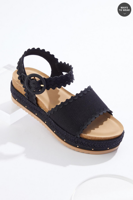 Cato Fashions Wide Width Ric Rac Canvas Platform Sandals