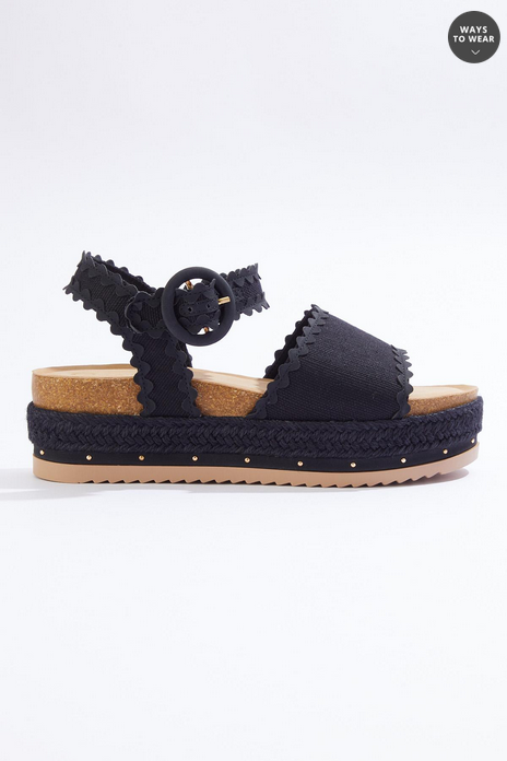Cato Fashions Ric Rac Canvas Platform Sandals