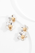 Cato Fashions Two Tone Tiered Flower Earrings