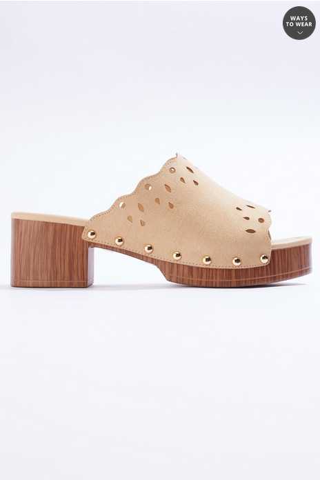 Cato Fashions Laser Cut Scallop Wood Sandals
