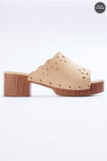 Cato Fashions Laser Cut Scallop Wood Sandals