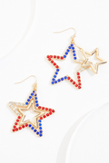 Cato Fashions Americana Glass Embellished Star Earrings