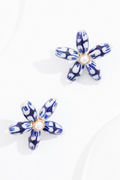 Cato Fashions Painted Enamel Flower Button Earrings