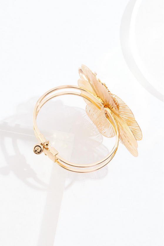 Cato Fashions Gold Butterfly Floral Statement Cuff Bracelet