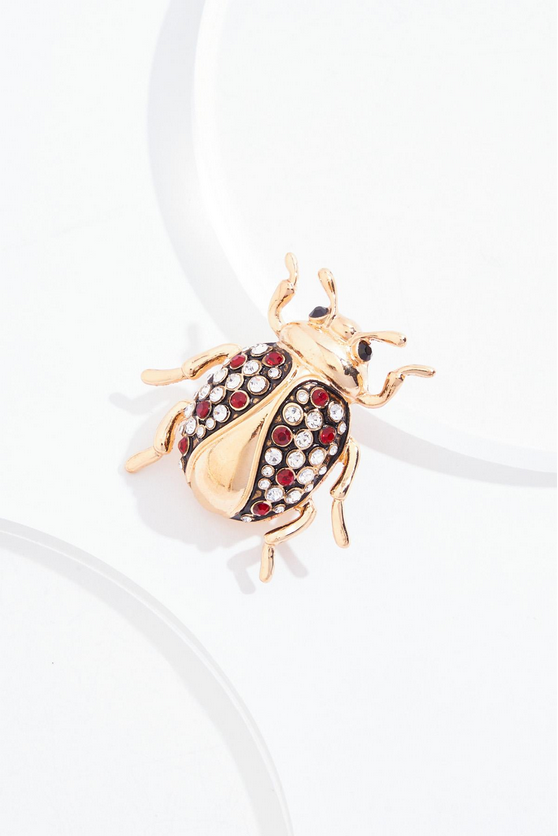 Cato Fashions Gold Glass Ladybug Brooch