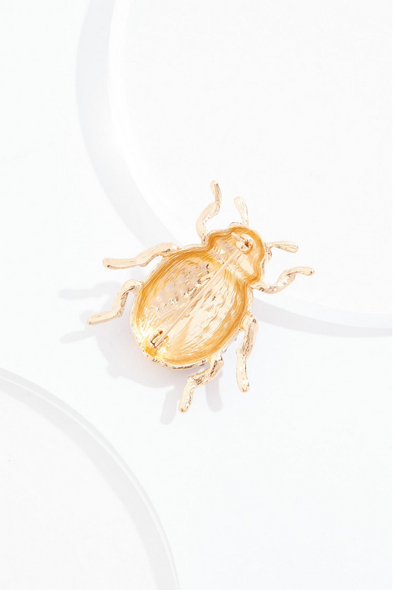 Cato Fashions Gold Glass Ladybug Brooch