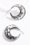 Cato Fashions Western Textured Silver Puffy Hoop Earrings