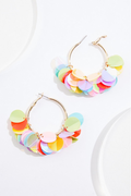 Cato Fashions Sequin Embellished Gold Hoop Earrings