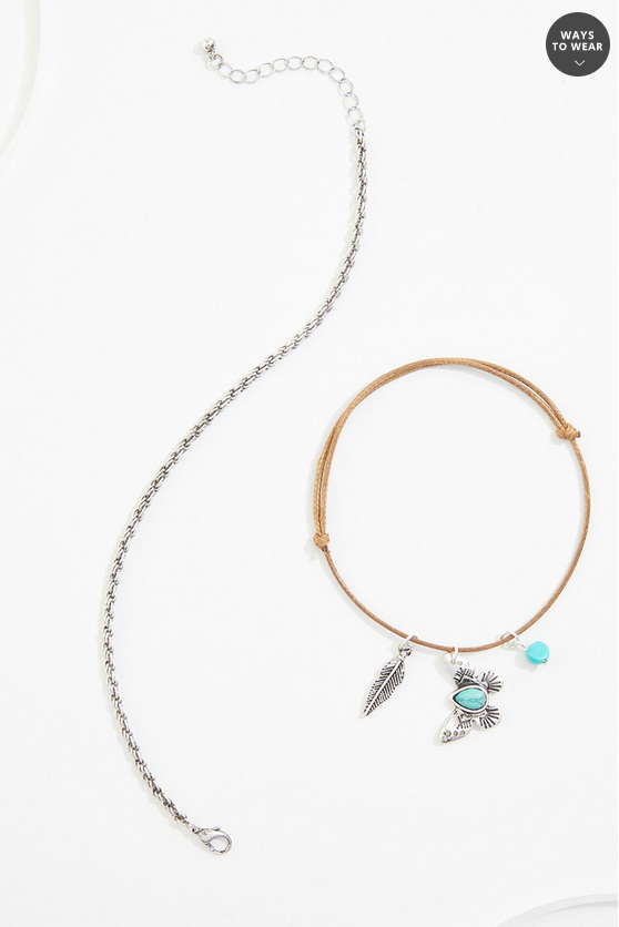 Cato Fashions Semi- Precious Turquoise Butterfly Anklet