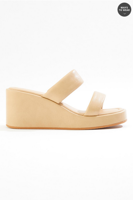 Cato Fashions Double Band Puff Strap Wedge Sandals