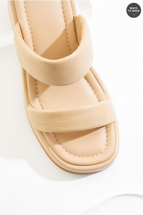Cato Fashions Double Band Puff Strap Wedge Sandals