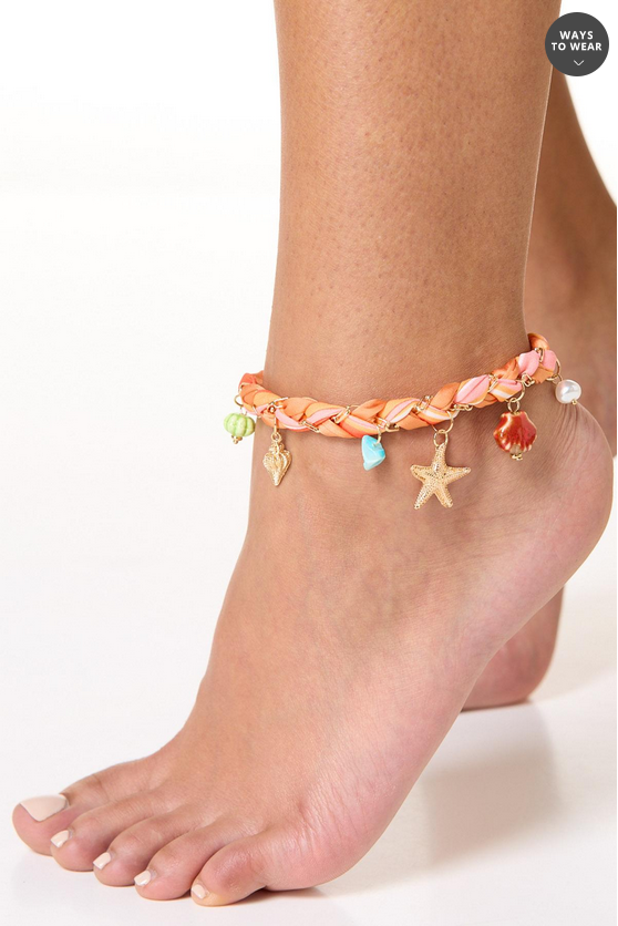 Cato Fashions Printed Fabric Tropical Charm Anklet