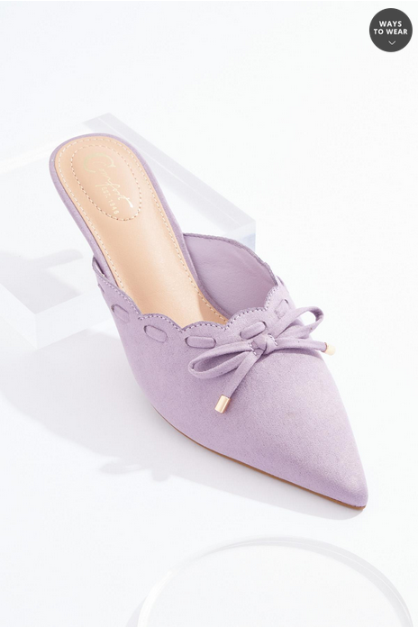 Cato Fashions Bow Pointed Toe Mule Pumps
