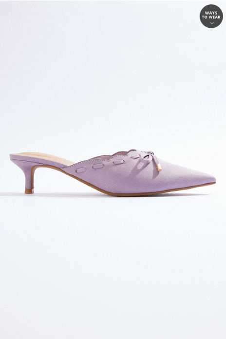 Cato Fashions Bow Pointed Toe Mule Pumps
