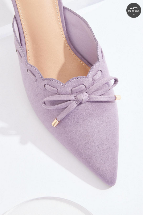 Cato Fashions Bow Pointed Toe Mule Pumps