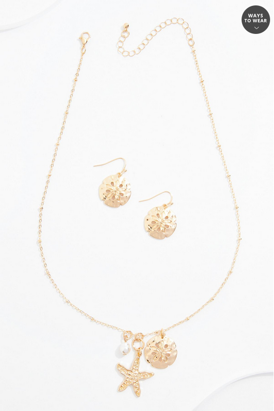 Cato Fashions Delicate Tropical Charms Pendant Necklace Set