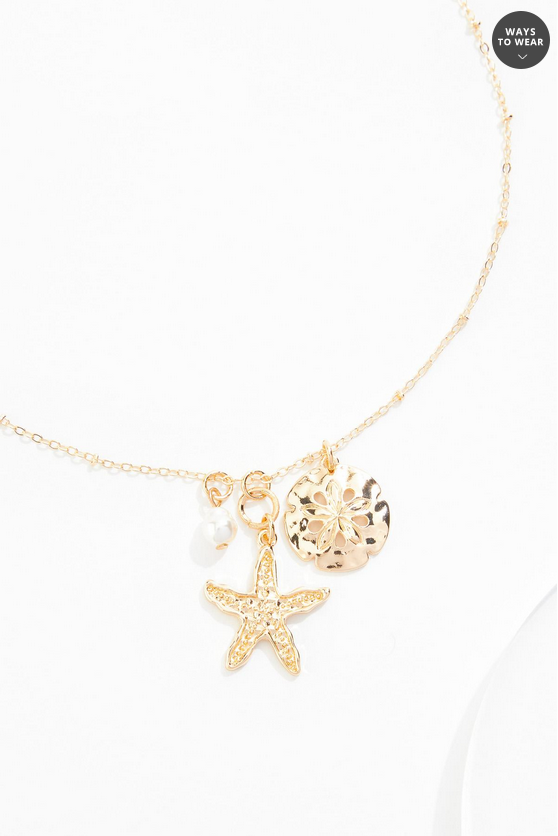 Cato Fashions Delicate Tropical Charms Pendant Necklace Set