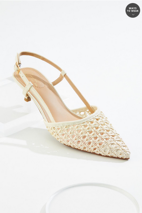 Cato Fashions Woven Slingback Kitten Heels