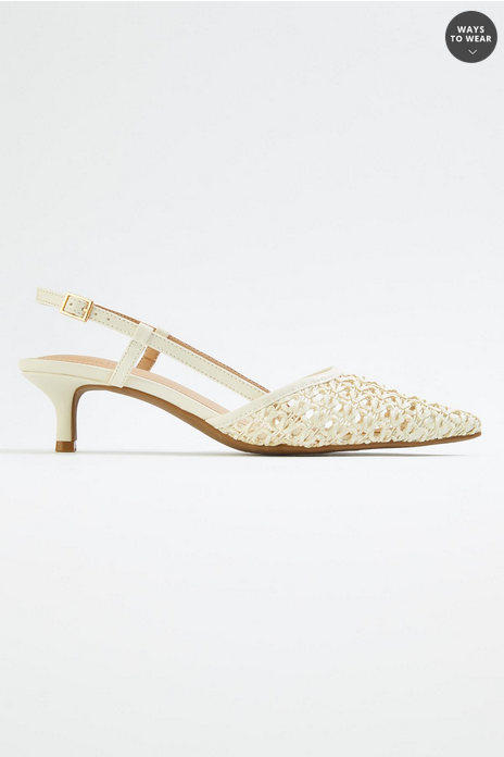 Cato Fashions Woven Slingback Kitten Heels