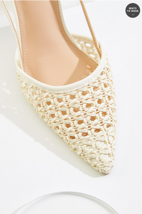 Cato Fashions Woven Slingback Kitten Heels