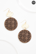 Cato Fashions Etched Flower Wood Drop Earrings