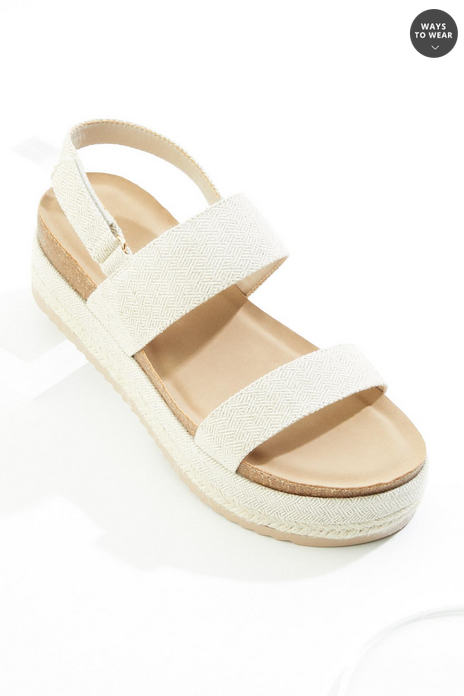 Cato Fashions Velcro Strap Canvas Platform Sandals