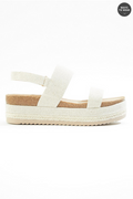 Cato Fashions Velcro Strap Canvas Platform Sandals
