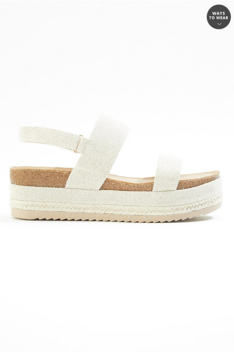 Cato Fashions Velcro Strap Canvas Platform Sandals