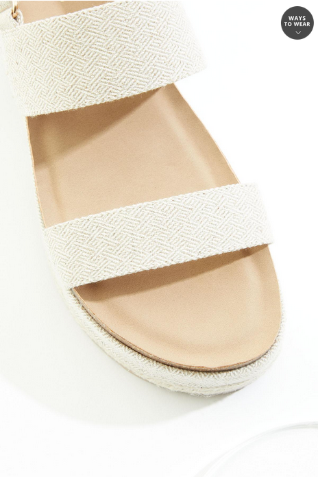 Cato Fashions Velcro Strap Canvas Platform Sandals