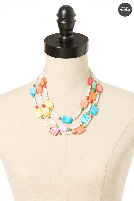 Cato Fashions Multicolor Shell Pearl Beaded Necklace Set