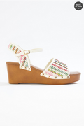 Cato Fashions Wide Width Raffia Wood Wedge Sandals