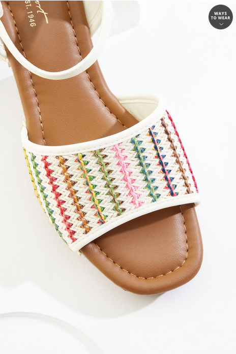 Cato Fashions Wide Width Raffia Wood Wedge Sandals
