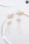 Cato Fashions Gold Butterfly Tassel Linear Earrings