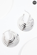 Cato Fashions Silver Ribbed Circle Hoop Earrings