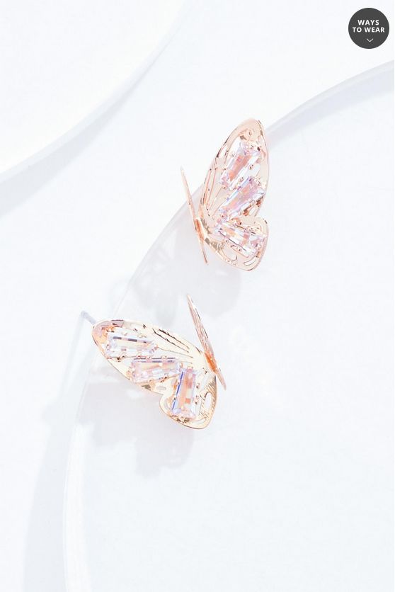 Cato Fashions Rose Gold Butterfly Cut Out Stud Earrings