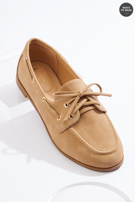 Cato Fashions Lace Tie Boat Shoe Flats