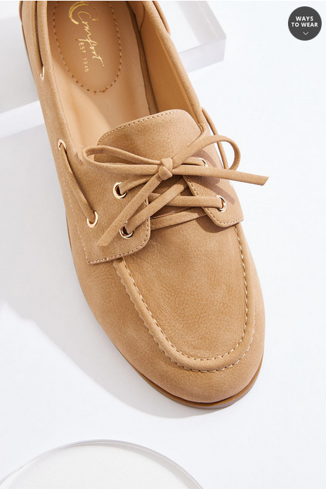 Cato Fashions Lace Tie Boat Shoe Flats