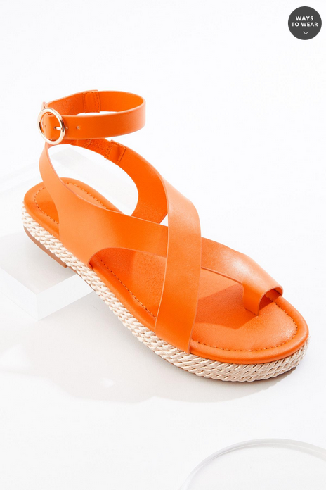 Cato Fashions Toe Loop Twisted Rope Platform Sandals